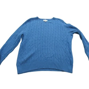 St. John's Bay Womens Sweater Blue Cable Knit Cotton Blend Petite XL Classic - Picture 1 of 8