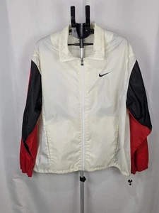 90s Nike White Tag Men’s Size M Windbreaker Jacket Cream Red Black Vintage - Picture 1 of 19