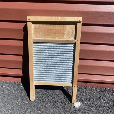 Vintage National Washboard Co. Wood & Zinc No.  28 Memphis Chicago. - Image 1 of 4
