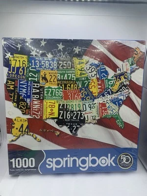 Springbok 1000 Piece Jigsaw Puzzle STATE PLATES Made in USA Seal Ripping YY - Image 1 of 4