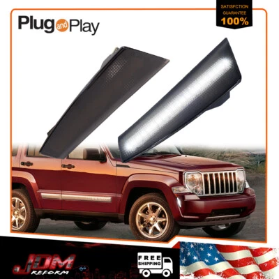 Smoke White LED Front Bumper Parking Side Marker Lamp For 2008-2012 Jeep Liberty - Image 1 of 4