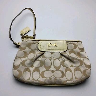 Coach Signature Patent Trim Large Wristlet Pouch Clutch Wallet - Image 1 of 4
