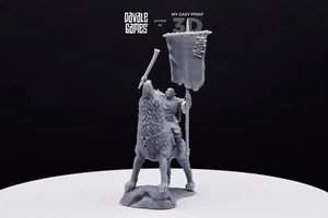 Warg Rider with Banner - Mounted Davale Games 3D Printed W High Quality Resin - Imagen 1 de 11