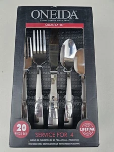 New Oneida Quadratic Service For 4, 20 Piece Silverware Flatware - Picture 1 of 7