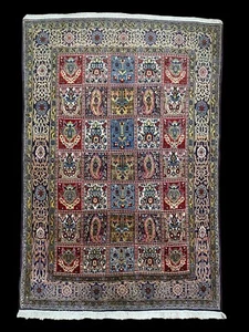 Impresionante Alfombra 5 X 7 Lana Q U M Cuatro Estaciones Jardín Dorado Beige Marfil Obra Maestra - Imagen 1 de 12