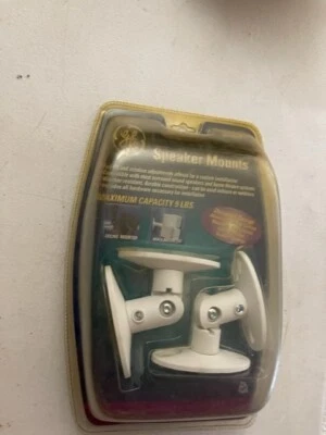 GE Set of 2 Speaker Mounts White w/Hardware for Wall or Ceiling, NEW 9 lbs Cap - Image 1 of 2