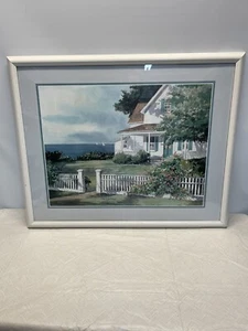 Impresión firmada por Steve Zazenski. Cerca blanca en arte Cape Cod. Grande 30x24 - Imagen 1 de 5