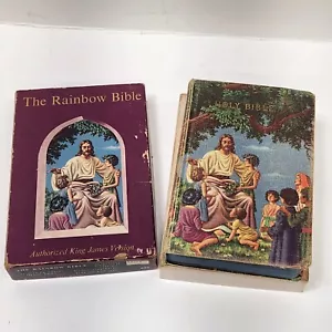 The Rainbow Bible King James Version illustrated 603 box vintage children's 1958 - Picture 1 of 17