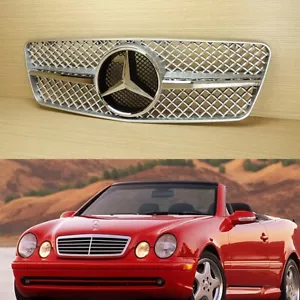 Silver Front Grille Fit 97-02 BENZ W208 CLK-Class CLK320 / CLK430 / CLK55 2DR - Foto 1 di 6
