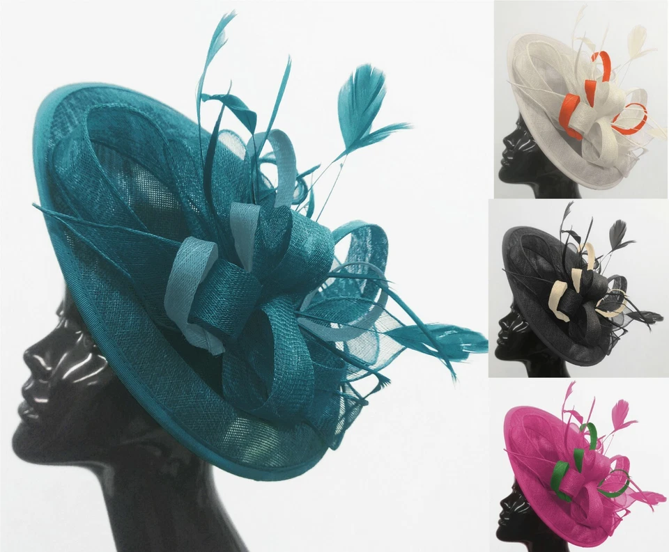 Big Saucer Sinamay On Headband Fascinator Wedding Ladies Ascot Hat - Image 1 of 1