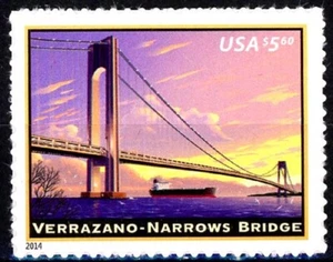 Verrazano-Narrows Bridge $5.60 MNH Priority Mail Stamp Dated 2014 Scott's 4872 - Picture 1 of 2