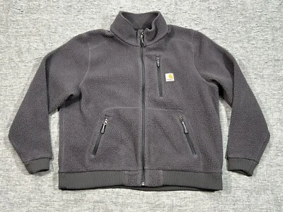 Carhartt Fleece Jacket Youth Extra Large 16-18 Grey Outerwear High Pile Zip-Up - Image 1 of 4