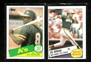 (2) JOE MORGAN 1985 Topps #5, 352 (record breaker) Phillies Giants Reds A's - Foto 1 di 2