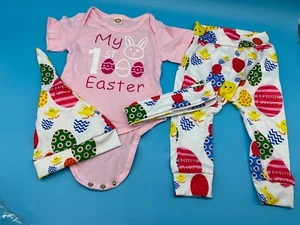 Baby Girl Easter Outfit 12-18M 4pc Set Bunny Chick Spring Clothes - Picture 1 of 6