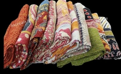 INDISCHE KANTHA GROSSHANDEL VINTAGE DECKE ÜBERWURF QUILT BÖHMISCHE TAGESDECKE - Bild 1 von 4