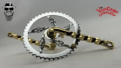 BICICLETAS CRUISER DE MANIVELA TRENZADA DE COLECCIÓN LOWRIDER 6 JAULAS PIÑÓN 44T Y 6 1/2 CH/ORO. Foto 1 de 2