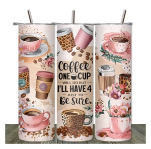 20oz STAINLESS STEEL SKINNY TUMBLER LEOPARD FLORAL COFFEE LOVER TUMBLER - Picture 1 of 5