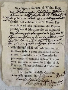 MATRIMONIO NARNI FRANCESCO JACOPINI E LATTANZI VEDOVA CECCARELLI TERNI 1818 - Imagen 1 de 2