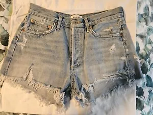 NWOT Agolde 29 Parker Vintage Cut Off High Rise Denim Shorts Blue A026-811 Sz 6 - Picture 1 of 6