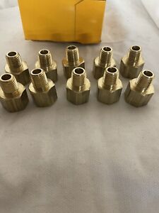 Qty (10) Parker 222P-6-4 Brass Reducing Adapter 3/8” FNPT To 1/4” MNPT, USA
