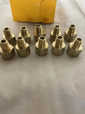 Qty (10) Parker 222P-6-4 Brass Reducing Adapter 3/8” FNPT To 1/4” MNPT, USA - Image 1 of 4