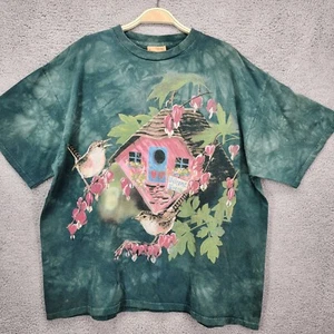 Vintage The Mountain XL Birdhouse Graphic T-Shirt Nature Green Tie Dye Print - Picture 1 of 9