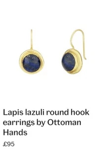 Ottoman hands lapis Lazuli Gemstone Gold Tone Hook Drop Earrings RRP :£95 - Picture 1 of 1