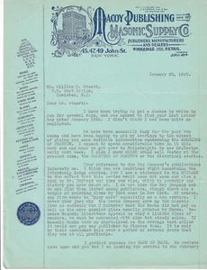 1927 Letter, Macoy Publishing and Masonic Supply Co., John St. New York City - Picture 1 of 2