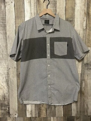 Oakley Button Up Shirt Mens XL Black White Geometric Squares Cotton Short Sleeve - Image 1 of 4