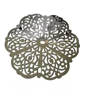 One MCM Irvinware Stainless Steel Scrollwork Filigree Rubber Footed Trivet 5.5" - Picture 1 of 7