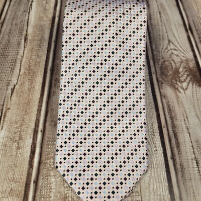 Corbata de poliéster Harve Bernard rosa azul estampado geométrico Foto 1 de 4