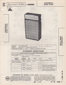 1962 CONTINENTAL TR-683 RADIO SERVICE MANUAL PHOTOFACT SCHEMATIC REPAIR FIX - Picture 1 of 1