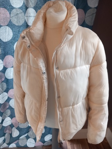 OFF WHITE GUESS Cappotto donna zip puffer bomber giacca panna bianco sporco med 12 immacolato