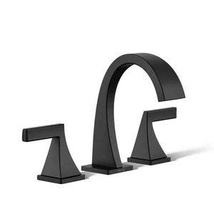 Katun 8 pulgadas Grifo de baño amplio de 2 manijas en negro mate - Imagen 1 de 12