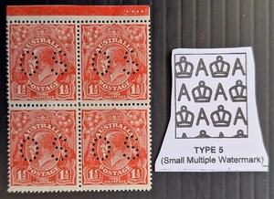 1926 Australia Plate Dot Blk 4x1.5d G Scarlet KGV Stamps SMWMK OS Perf Mint $250 - Picture 1 of 3