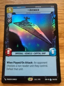 STAR WARS UNLIMITED TCG SPARK OF REBELLION: LEGENDARY FOIL CARD: AVENGER - Picture 1 of 1