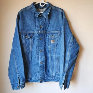 Giacca jeans Carhartt vintage uomo taglia XL alta denim camionista made in USA J12DST - Foto 1 di 10