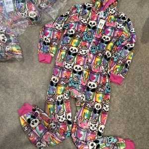 PJ place Zip Up Fleece Pajamas Size 7/8 Medium Girls Lot Of 8 Brand New With Tag - Picture 1 of 11