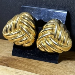 Vintage Twist Knoten Ohrringe durchbohrt Modeschmuck goldfarben 1 Zoll - Bild 1 von 3