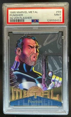 1995 Fleer Metal Marvel Punisher Silver Flasher #69 PSA 9 - Image 1 of 2