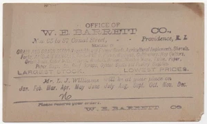 Tarjeta postal Providence RI W E BARRETT CO. Semilla/Bichos, a Amiot Fall River Ma 1911 - Imagen 1 de 2