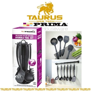 7pcs Black Nylon Kitchen Cooking Tool Set Utensils Cutlery Non Stick Home Food - Picture 1 of 11