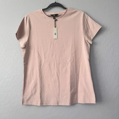 NUEVO CON ETIQUETAS Banana Republic Mujer Refinada Camiseta Rubor Rosa Cuello Redondo Manga Corta XL Foto 1 de 4