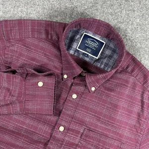 Charles Tyrwhitt Button Up Men Medium Slim Fit Maroon Plaid Non Iron Long Sleeve - Picture 1 of 7