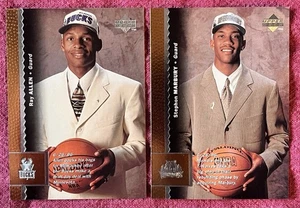 (2) 1996-97 Upper Deck Ray Allen #69 Rookie & Stephon Marbury RC #74. - Picture 1 of 2