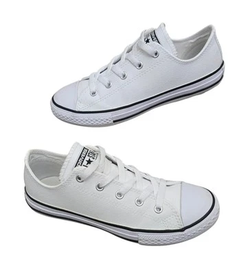 Converse All Star Low White Canvas Unisex Junior Size 3 Athletic Shoes Sneakers - Image 1 of 4
