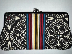 Vera Bradley Black/White/Red Clutch Hinge Wallet 3 Compartments - Picture 1 of 5