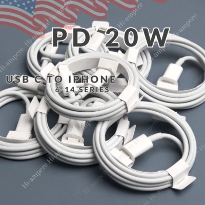 20W USB Type C to iPhone Cord PD Fast Charger Cable for iPhone 8 11 12 13 14 Lot - Image 1 of 4