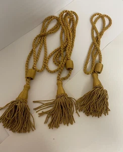 3 Conso Curtain Tiebacks ~ Gold ~Two 26" and L / 5.5" One 50" L Tassel **NEW** - Picture 1 of 5