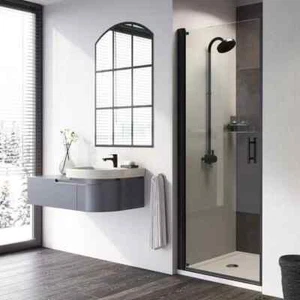 Roman Innov8 900 mm Pivot Shower Door for Alcove in Matt Black - N2F913B - Picture 1 of 1